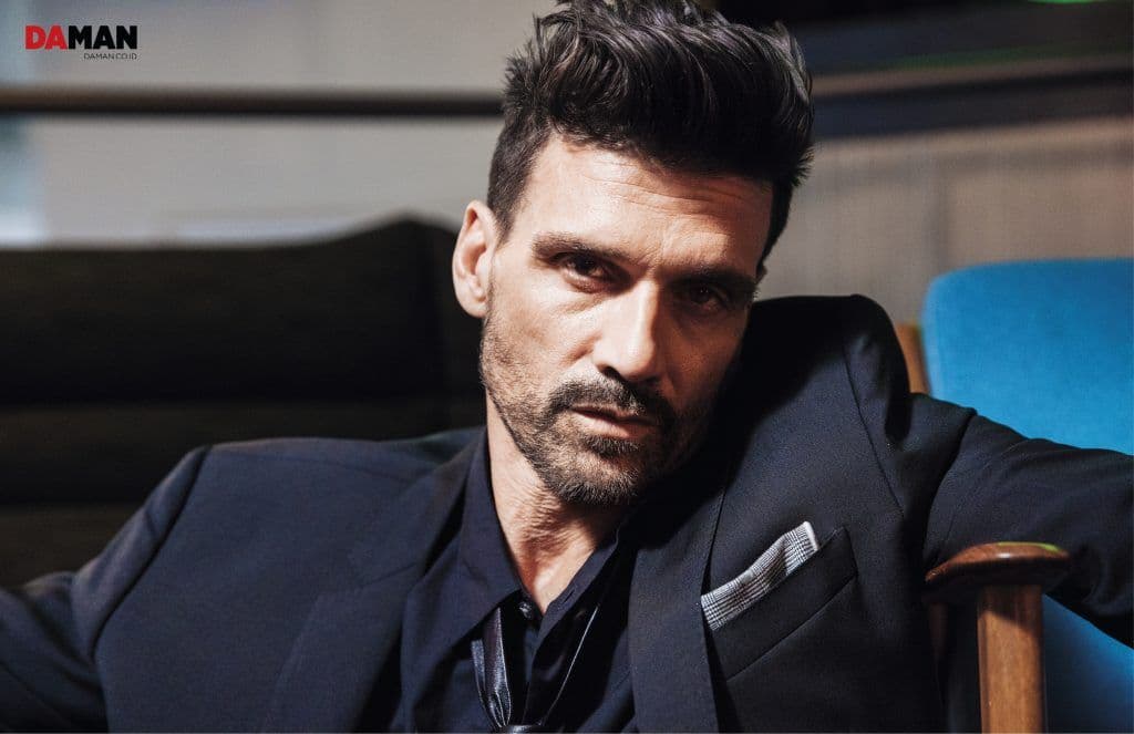 Frank Grillo of Marvel's Captain America Civil War in Blazer and shirt by Burberry, tie by kenneth cole, pocket square by o'harrow clothiers
