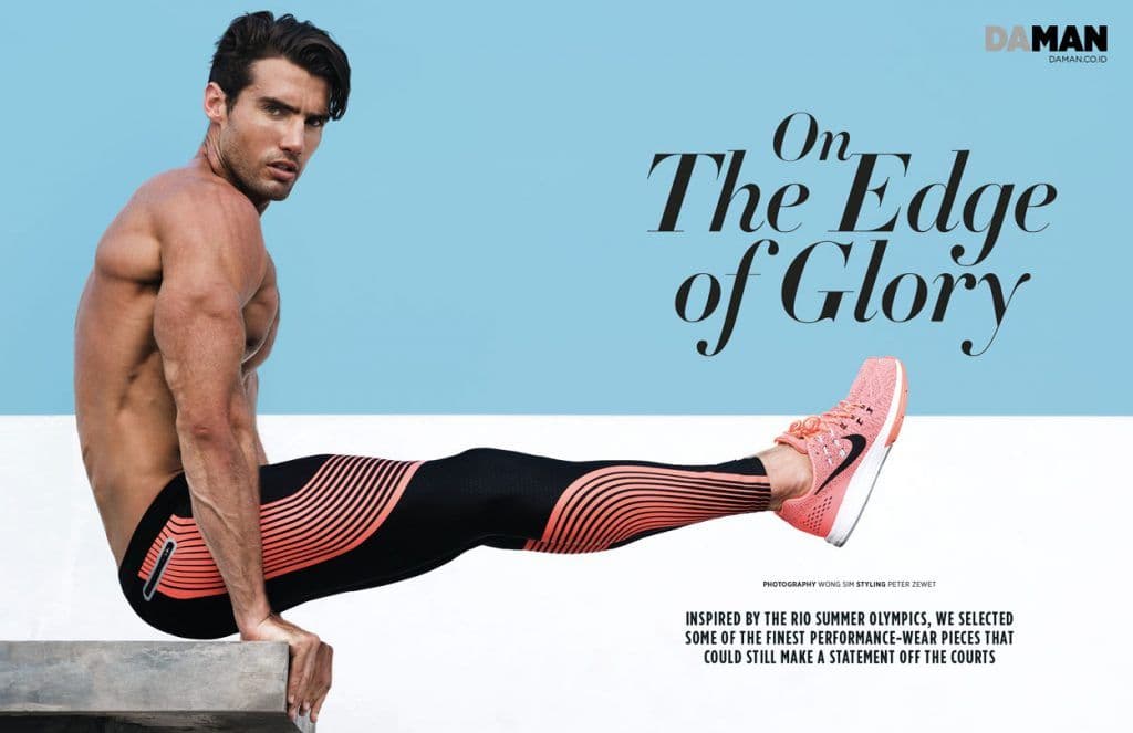 Mitchell Wick in Compression leggings and sneakers by Nike