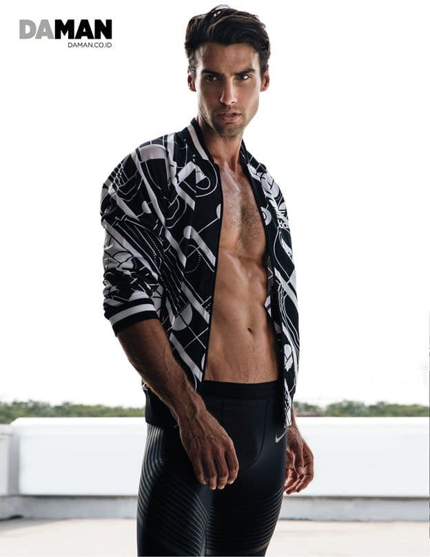 Outtake Mitchell Wick in Jacket by Adidas originals, compression leggings by Nike