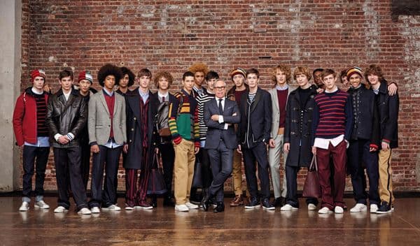 Tommy Hilfiger with the models during presentation