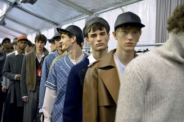 backstage during Louis Vuitton’s fall/winter runway show
