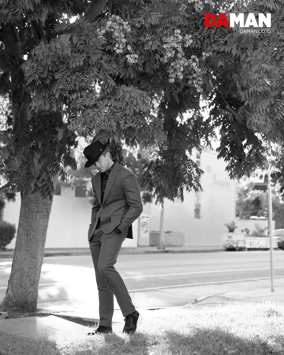 Outfit by Boss by Hugo Boss, shoes by Rudsak, hat by Goorin Bros