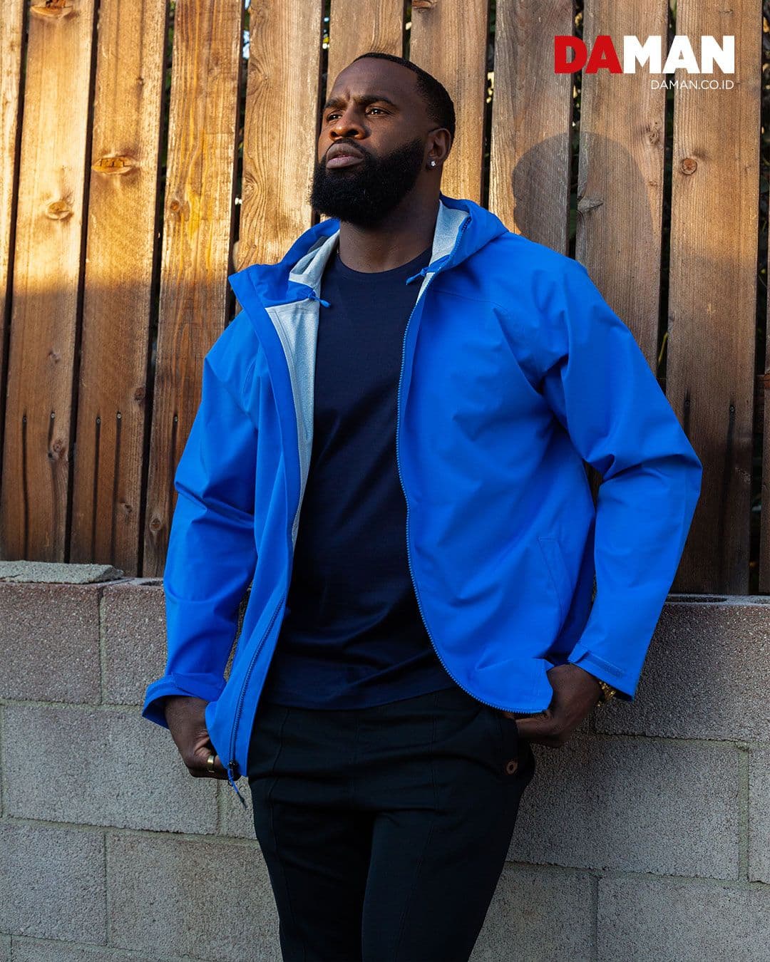 Jacket by under Armour; t-shirt by y Jack; pants by 4 Funky Flavours