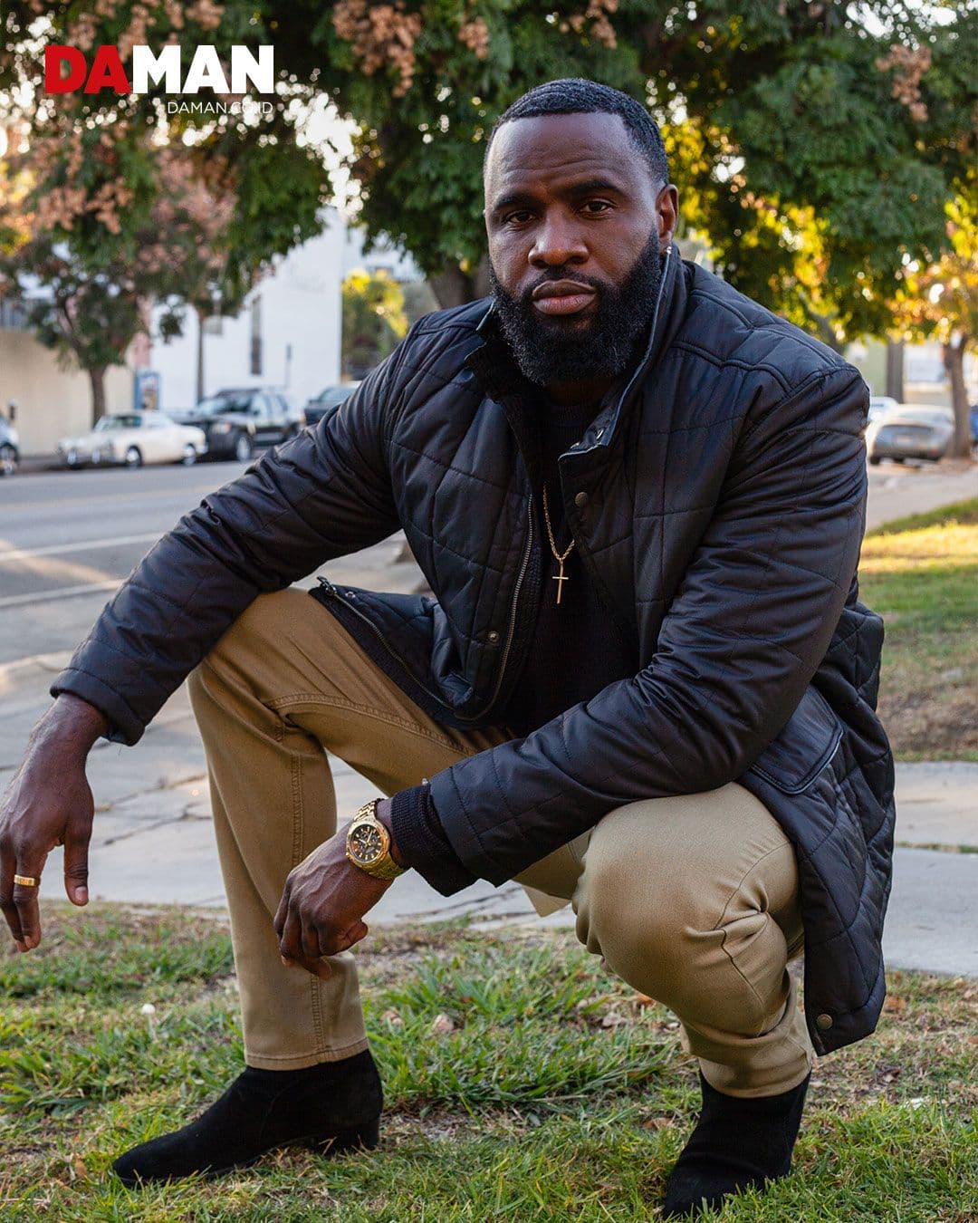 Coat by cole haan; pullover by John Varvatos; pants by Nautica; shoes by Saint Laurent