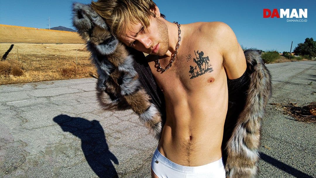 Coat by Spirithoods; briefs by 5=Ten; necklace by etse; shoes by AllSaints