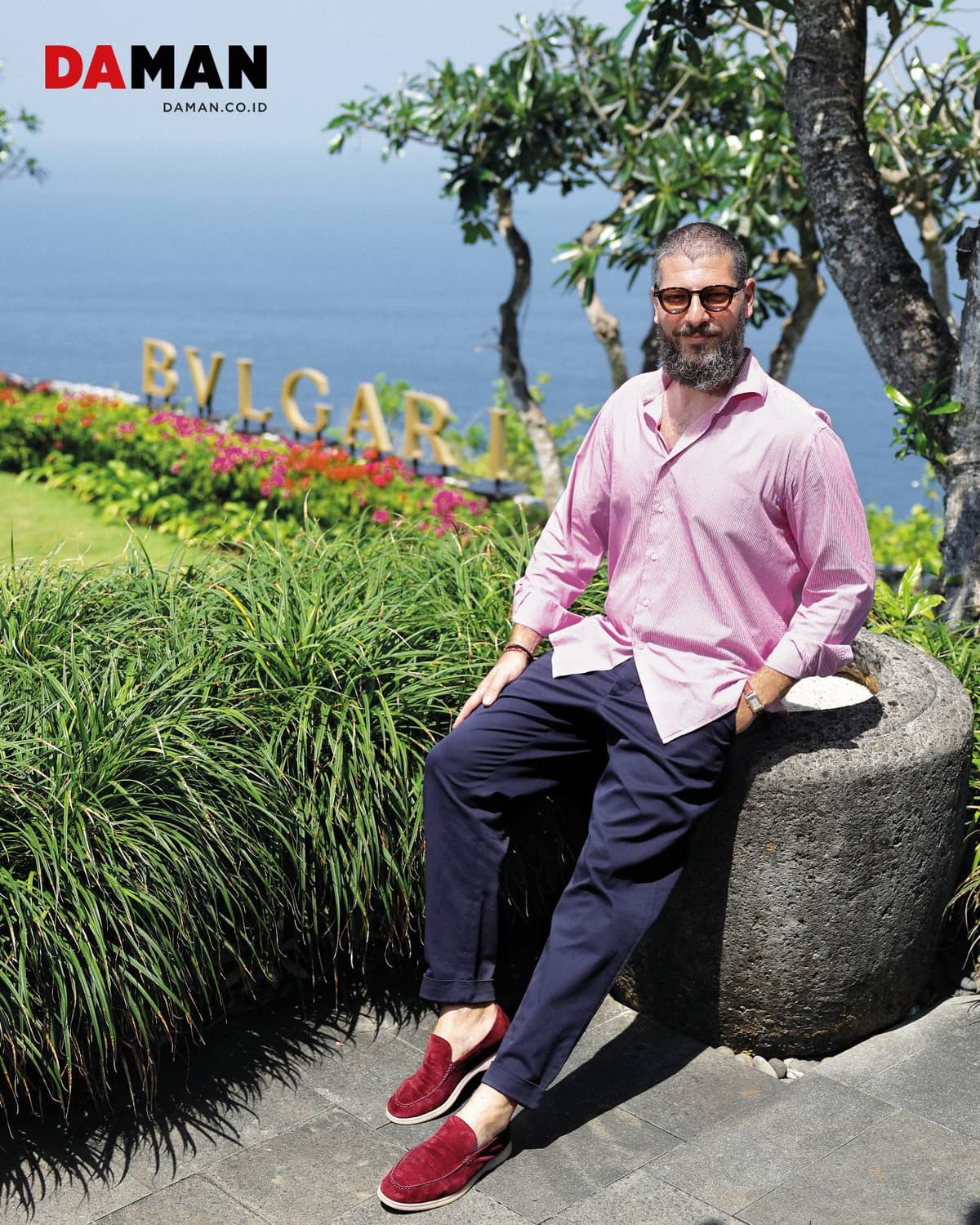 Carlo Bevilacqua spoke about blending signature Roman sprezzatura with the island lifestyle at the front area of the Serpenti Pool Club