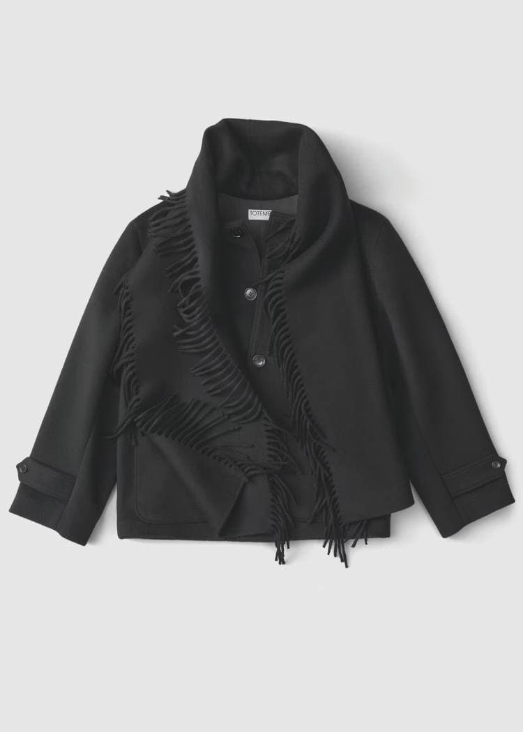 Black fringed scarf jacket 