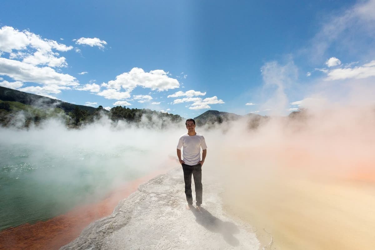 Joe Taslim at Wai-o-tapu geothermal park
