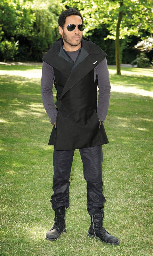 Lenny Kravitz' eclectic look with a touch of military styling