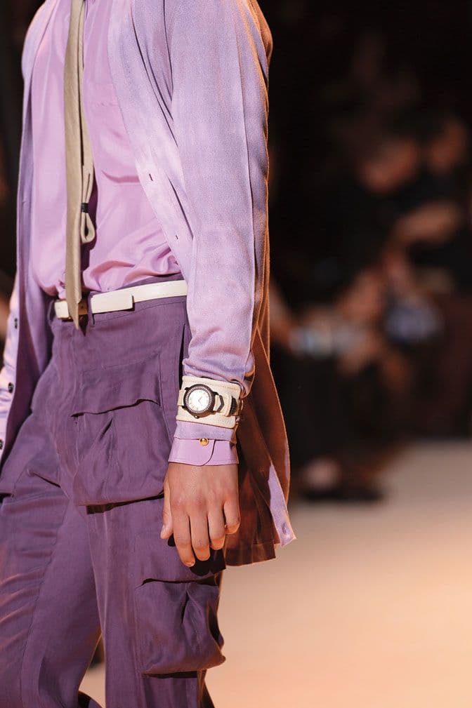 Versace spring-summer 2016 shades of purple and watch cuff worn over a suit-exclusive interview da man style-small