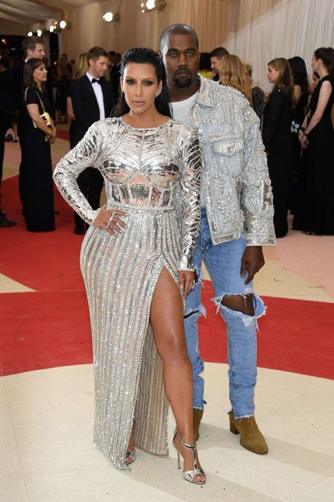 kim kardashian and kanye west at met gala 2016