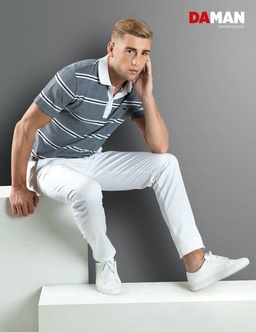 Models Felipe Izing, Rodolfo Rodriguez Silva, Tony Hernandez in Outfit and shoes by Lacoste