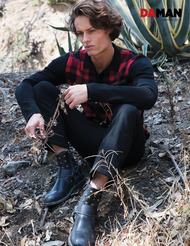 Model Andrew Raymond Thomas in Outfit and shoes by Coach 1941