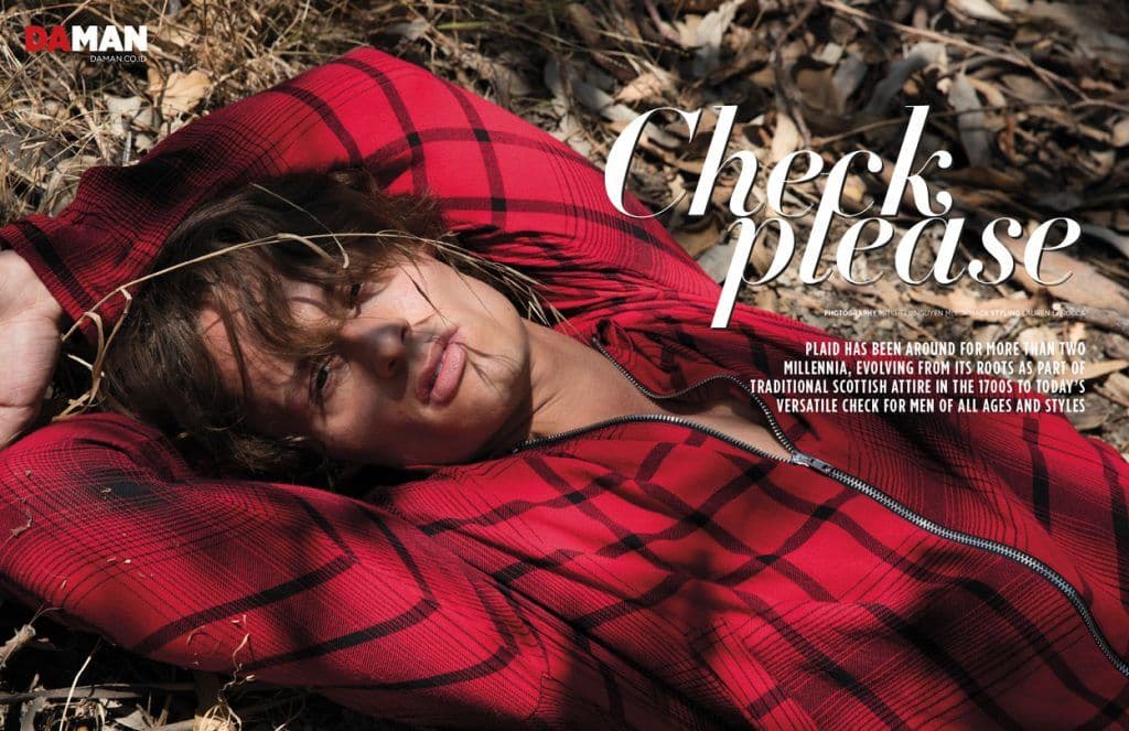 Model Andrew Raymond Thomas in shirt by McQ by Alexander McQueen