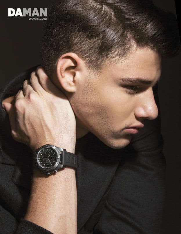 colt chronograph automatic blacksteel in 44mm stainless steel case with rubber strap, jacket by Dunhill London