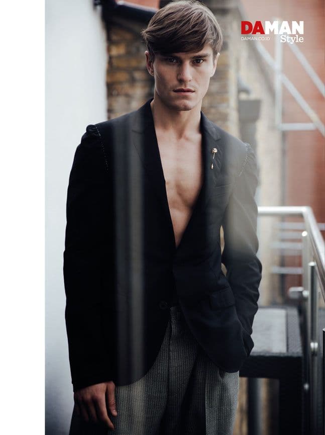 Oliver Cheshire for DA MAN Style FW16 in outfit by lanvin, lapel pin by Kasun