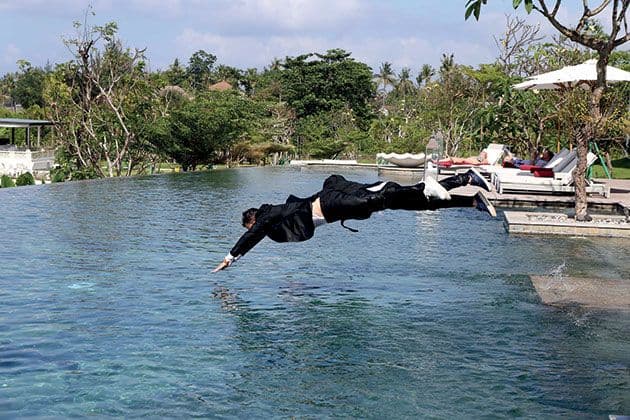 a plunge into the cool waters of the pool at Rumah Luwih