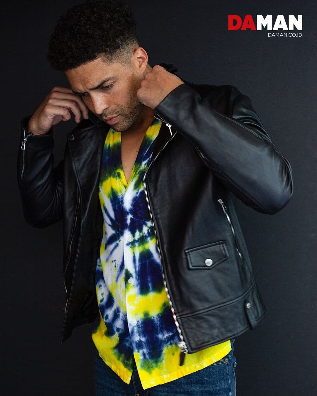 Jacket by Rudsak; shirt by Minosh; pants by Lucky Brand